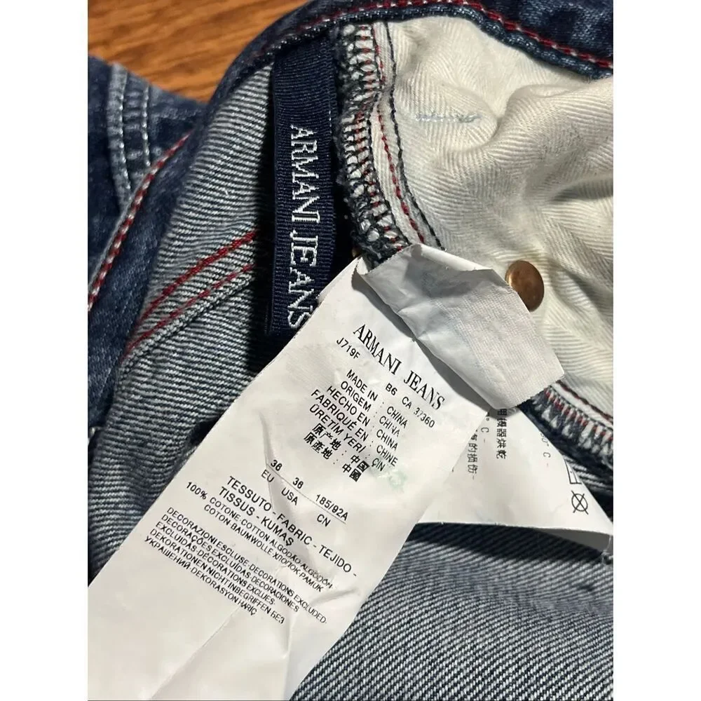 Armani J21 Regular Fit Distressed Button Fly Jeans